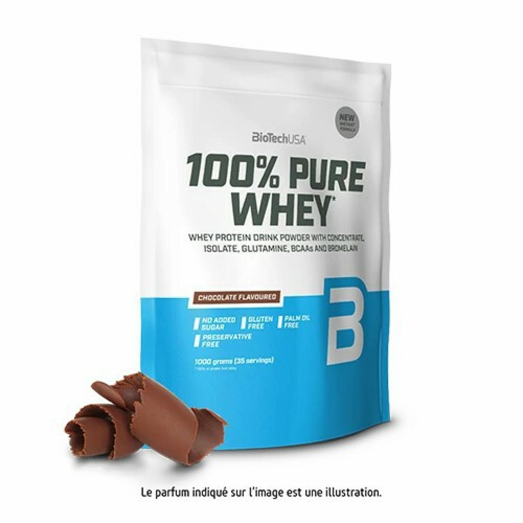 10er Pack Beutel mit 100 % reinem Molkeprotein Biotech USA - Schokolade - 1kg