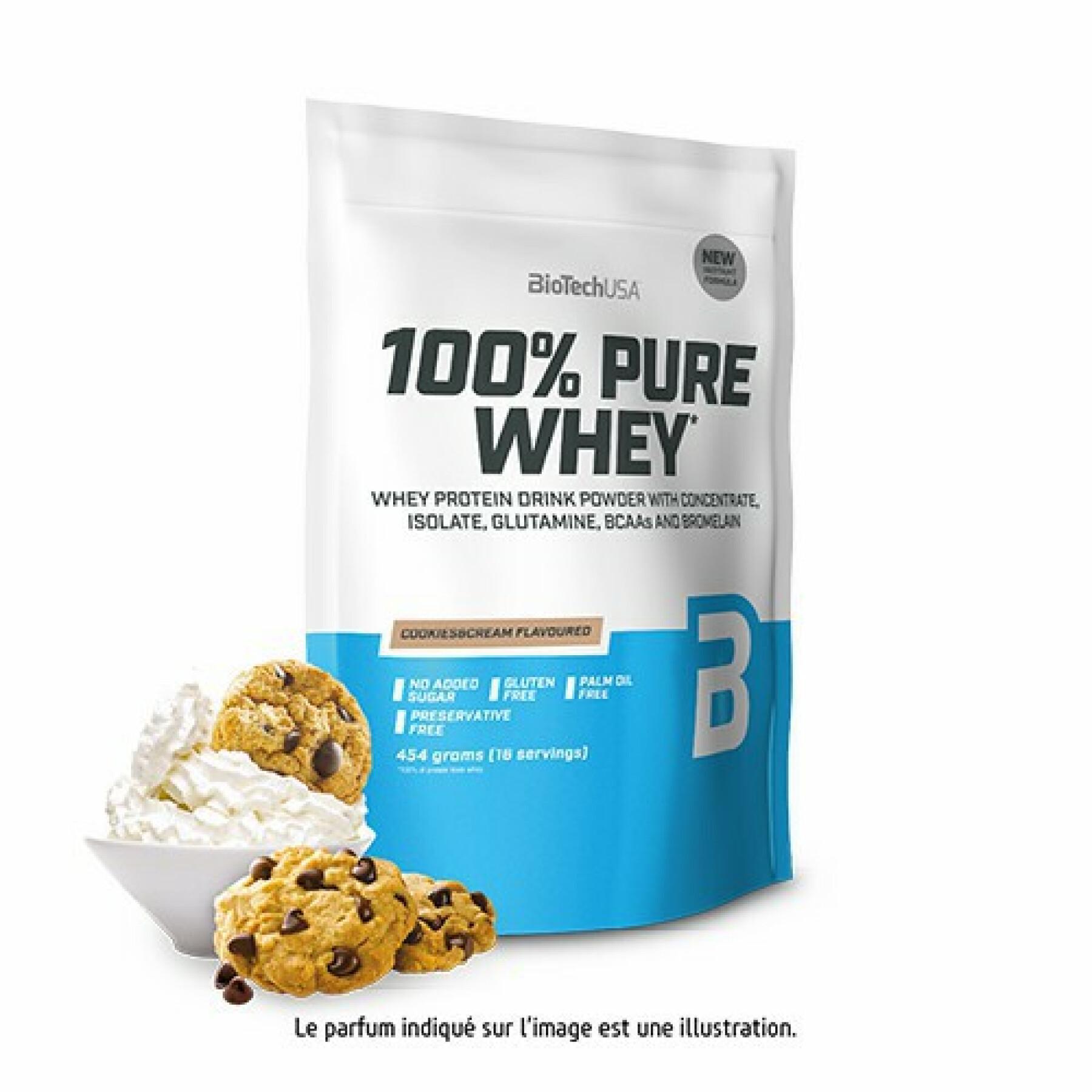 10er Pack Beutel mit 100% reinem Whey-Protein Biotech USA - Black Biscuit - 454g