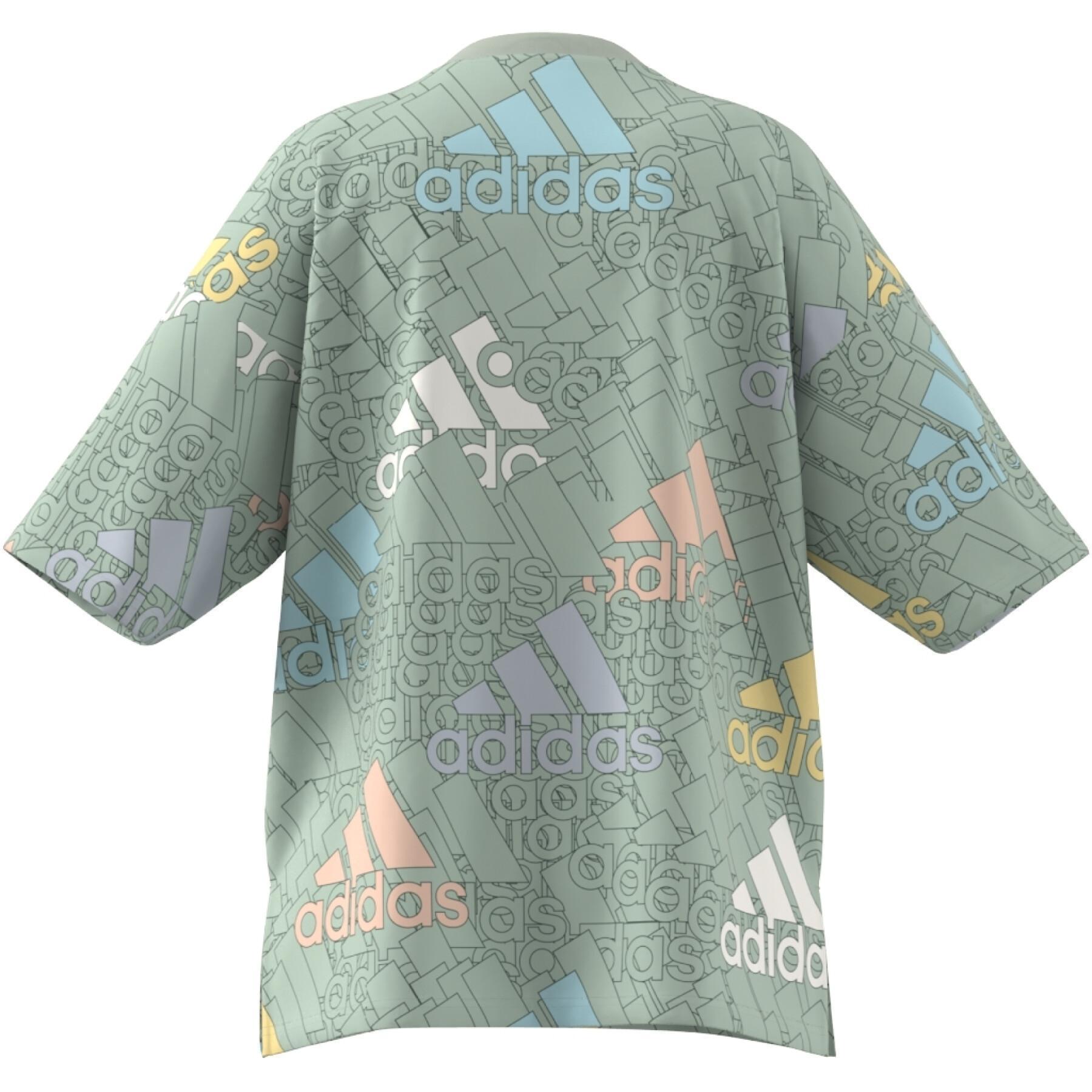 T-Shirt mit mehrfarbigem Logo, Frau adidas Essentials Boyfriend
