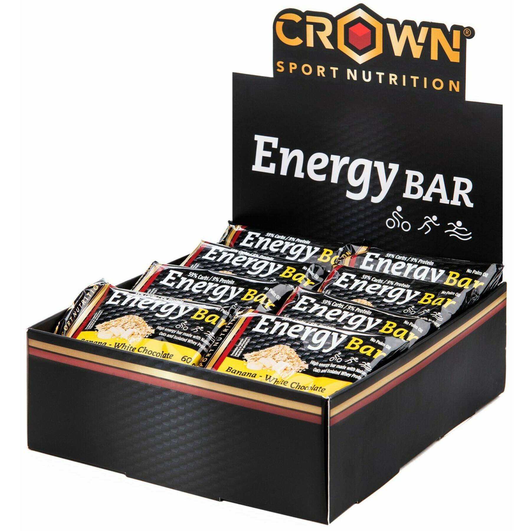 Lot von 12 Ernährungsriegeln Crown Sport Nutrition Energy - banane et chocolat blanc - 60 g