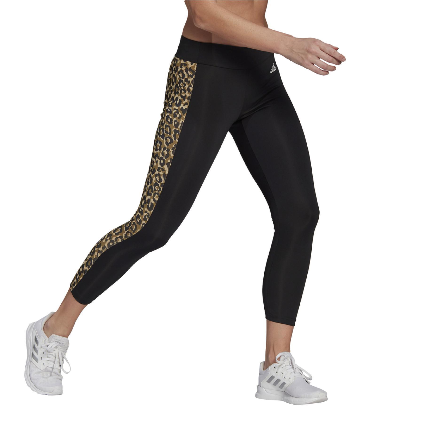 Damen-Leggings adidas Designed To Move Aeoready Leopard Imprimé 7/8