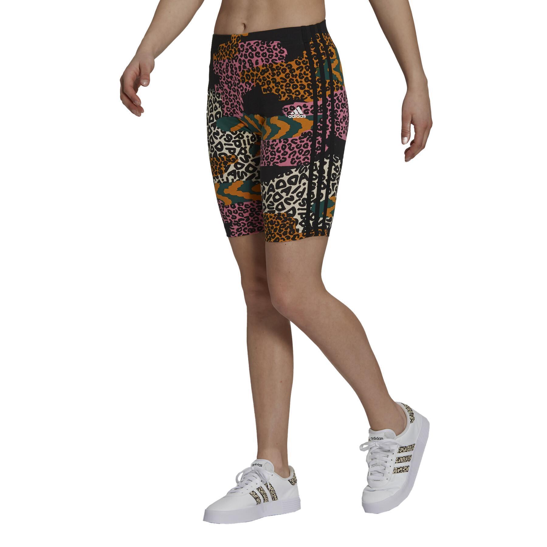 Kurze Damen-Leggings adidas Cycliste FARRio 3-Stripes Print Cotton