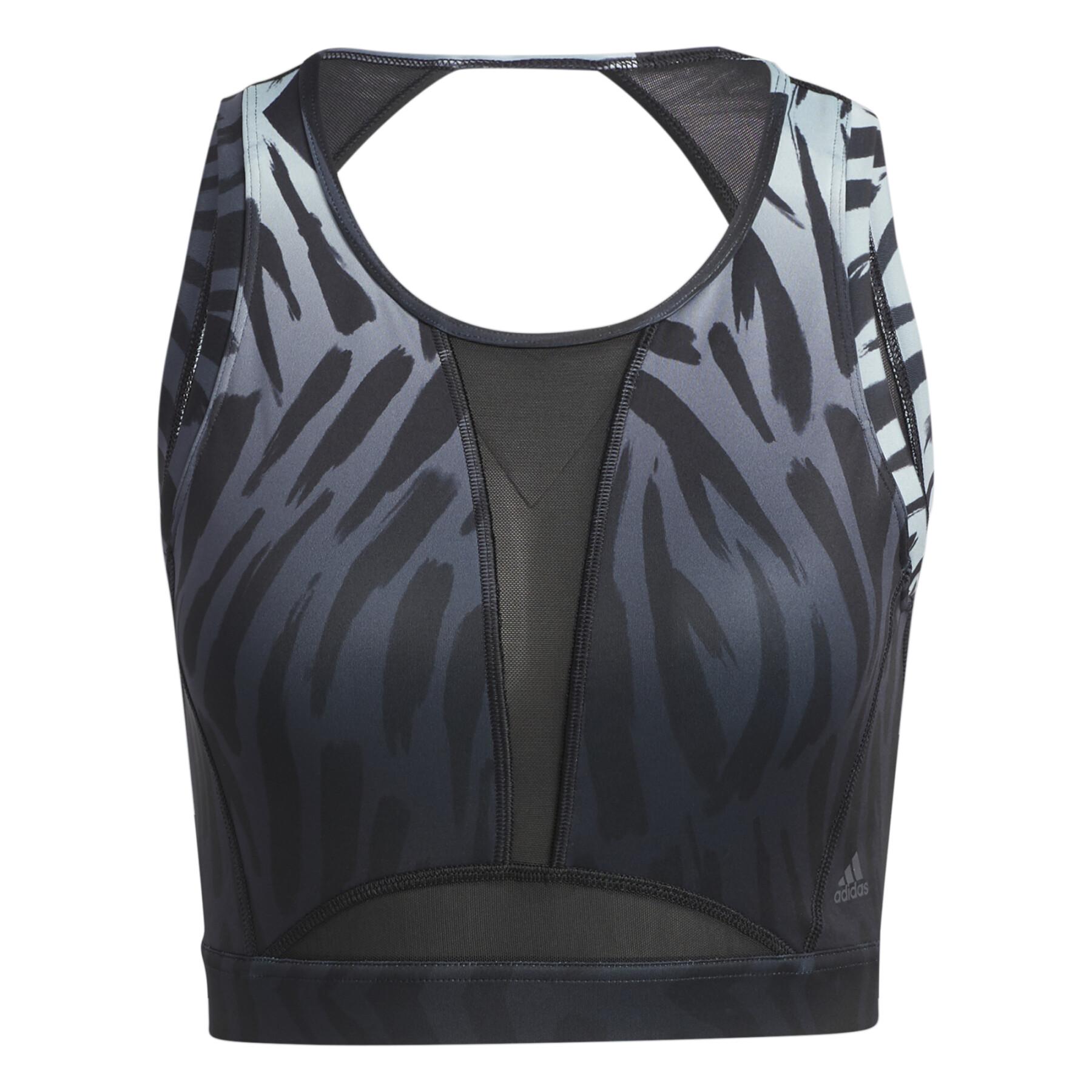 Brassière Damen adidas Training Light-Support Long-Line Tiger-Print