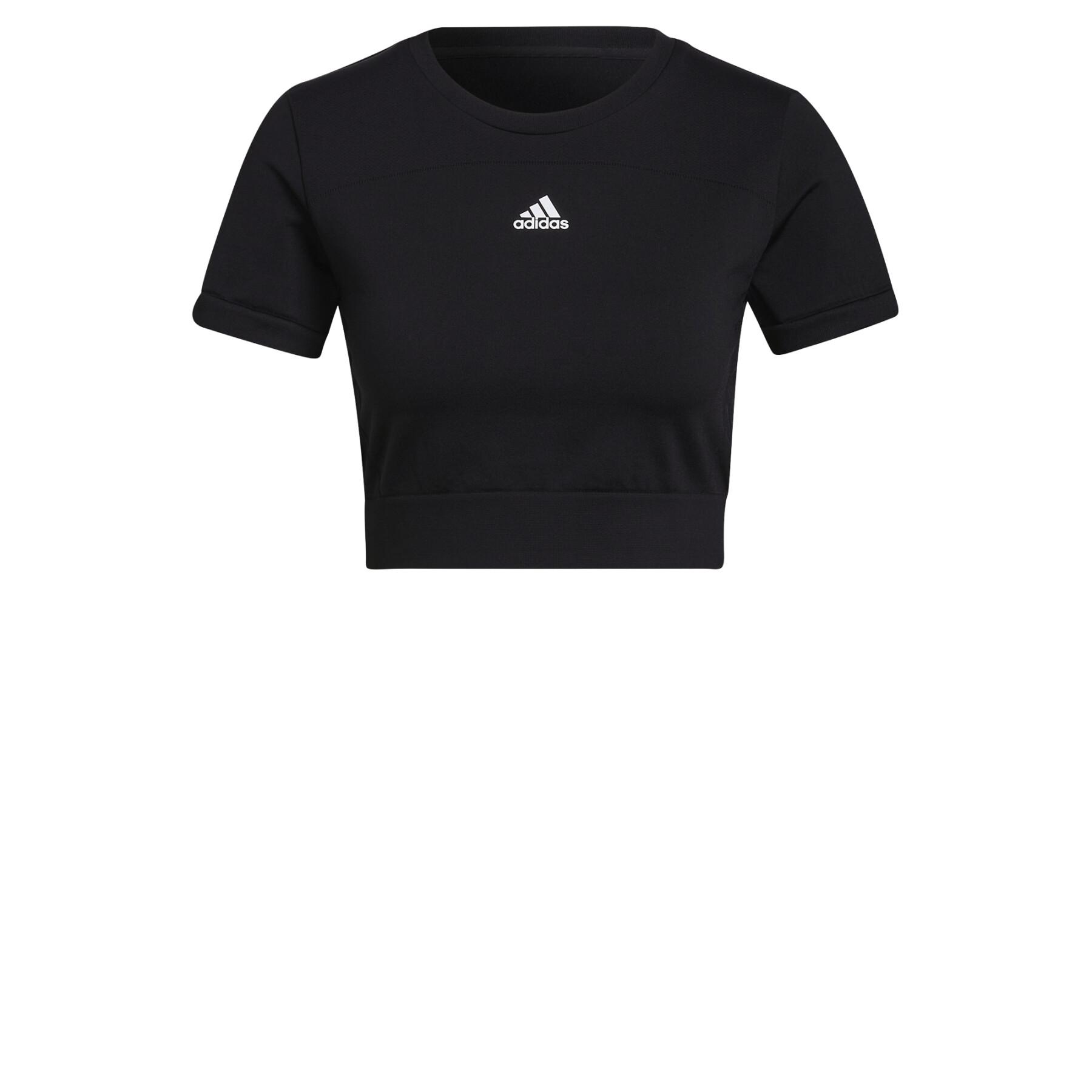 T-Shirt Frau adidas Aeroknit Seamless Fitted Cropped