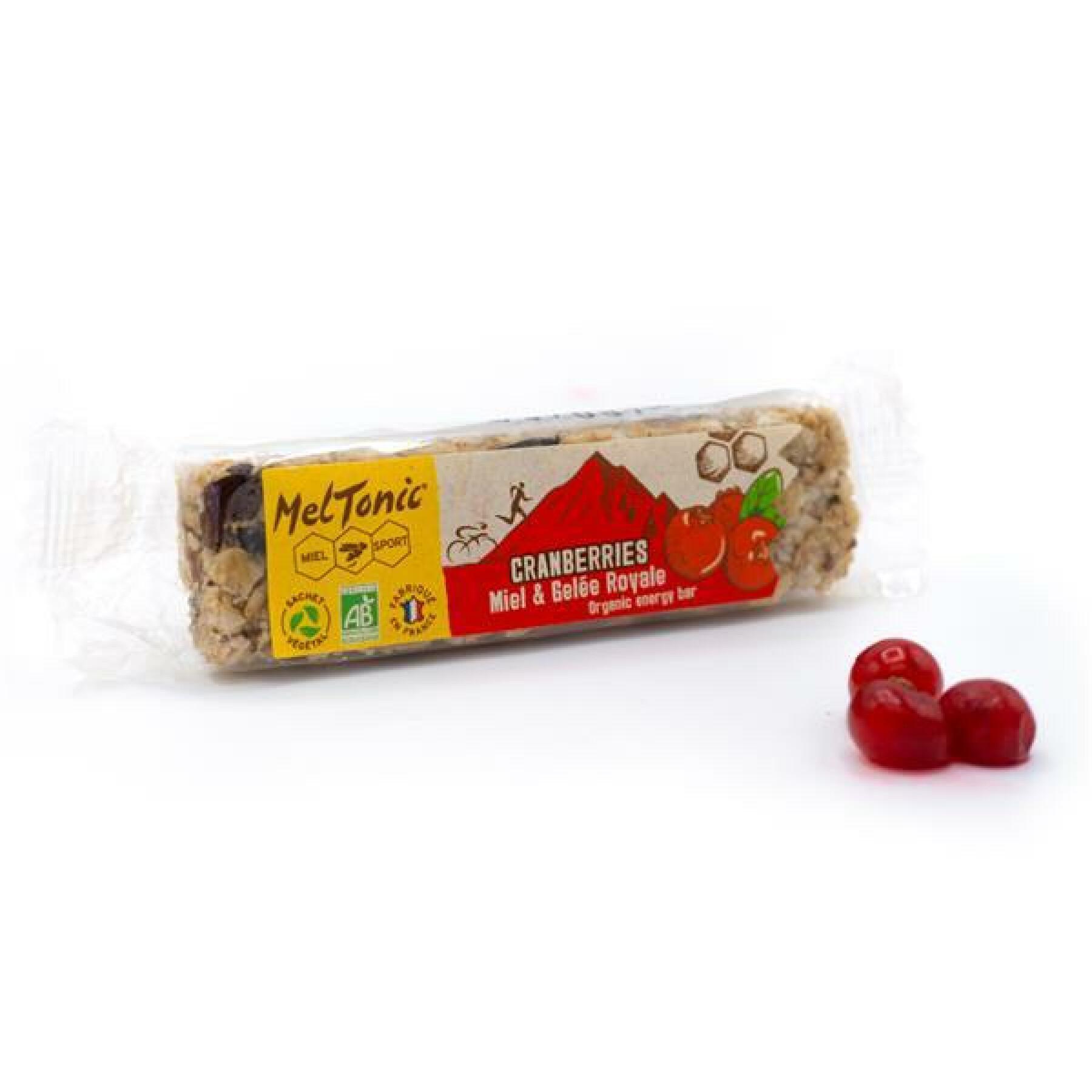 Box mit 20 Ernährungsriegeln Bio-Getreide Cranberries & geröstete Haselnüsse Meltonic 30 g