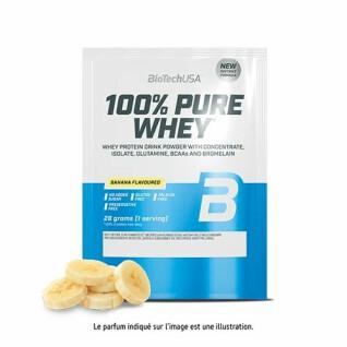 50er Pack Beutel mit 100 % reinem Molkeprotein Biotech USA - Banane - 28g