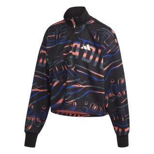 Damen-Sweatshirt adidas Allover Print Doubleknit Half-Zip